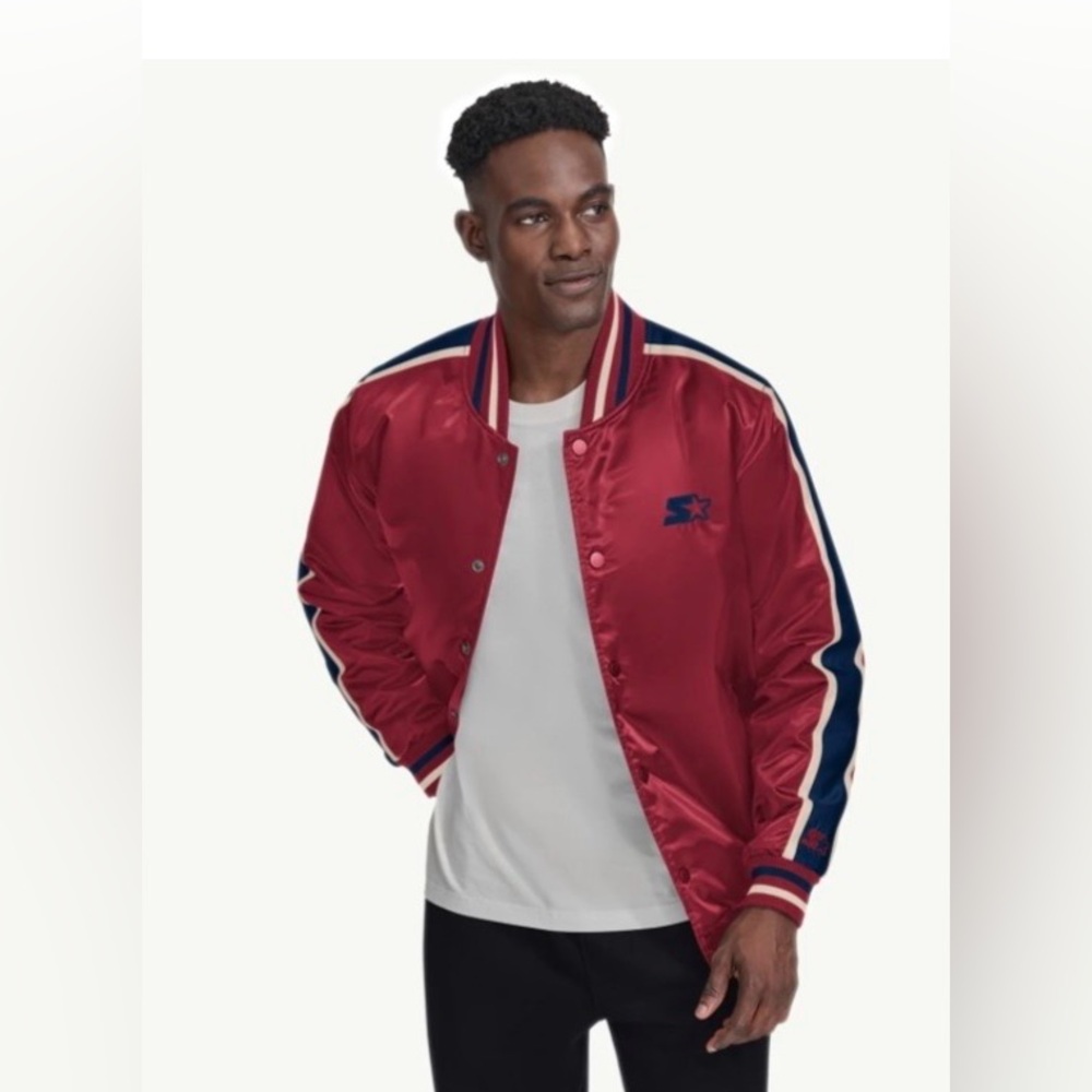 Starter Men's Burgundy Varsity Jacket, Midnight Blue & Off-White Accents, S, NWT